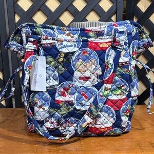 Vera Bradley Snow Globes Blue and Red Tote Bag